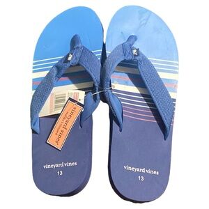 Vineyard Vines pop stripe printed blue flip flops sandals NWT 13